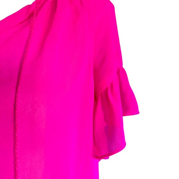 Womens Top Size XS Pink Ruffle Professional Business Casual Bold Bright Barbie - Picture 6 of 8